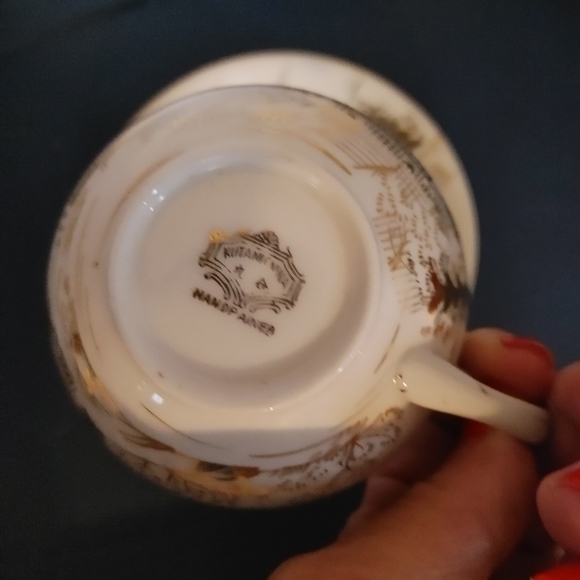 Vintage Kutani China 5 Cups and  5 Saucers Gold Trim Hand Painted - Picture 6 of 8